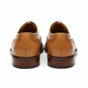 Men's Wingtip Brogue Leather Dress Shoes in Tan - back-view