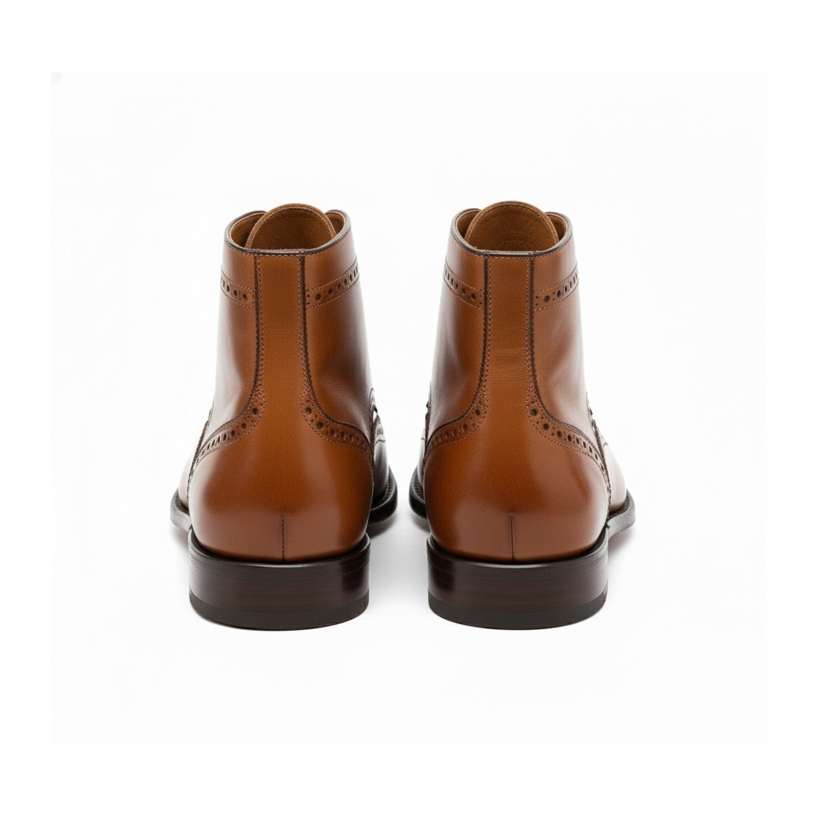 Tan Brown Wing Tip Brogue Ankle Boots - back-view
