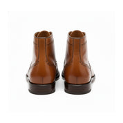 Tan Brown Wing Tip Brogue Ankle Boots - back-view