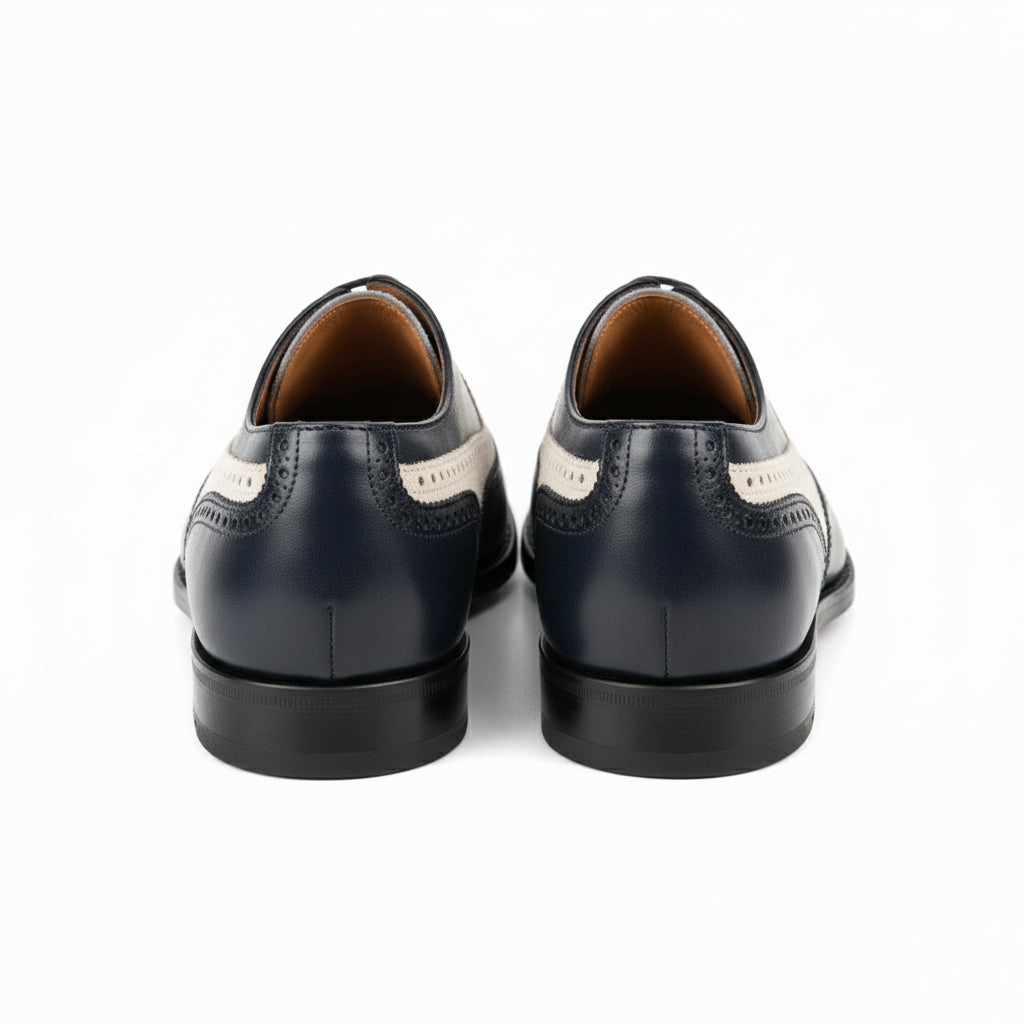 Two-Tone Wingtip Leather Dress Shoes - back-view
