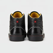 back-view - Unisex Black Leather Biker Sneakers