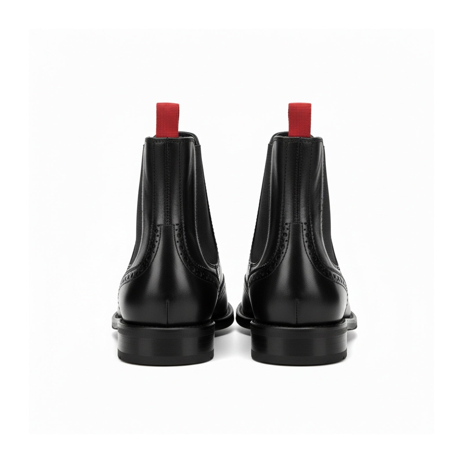 back-view - Unisex Black Leather High Ankle Boots