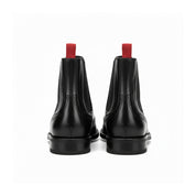 back-view - Unisex Black Leather High Ankle Boots