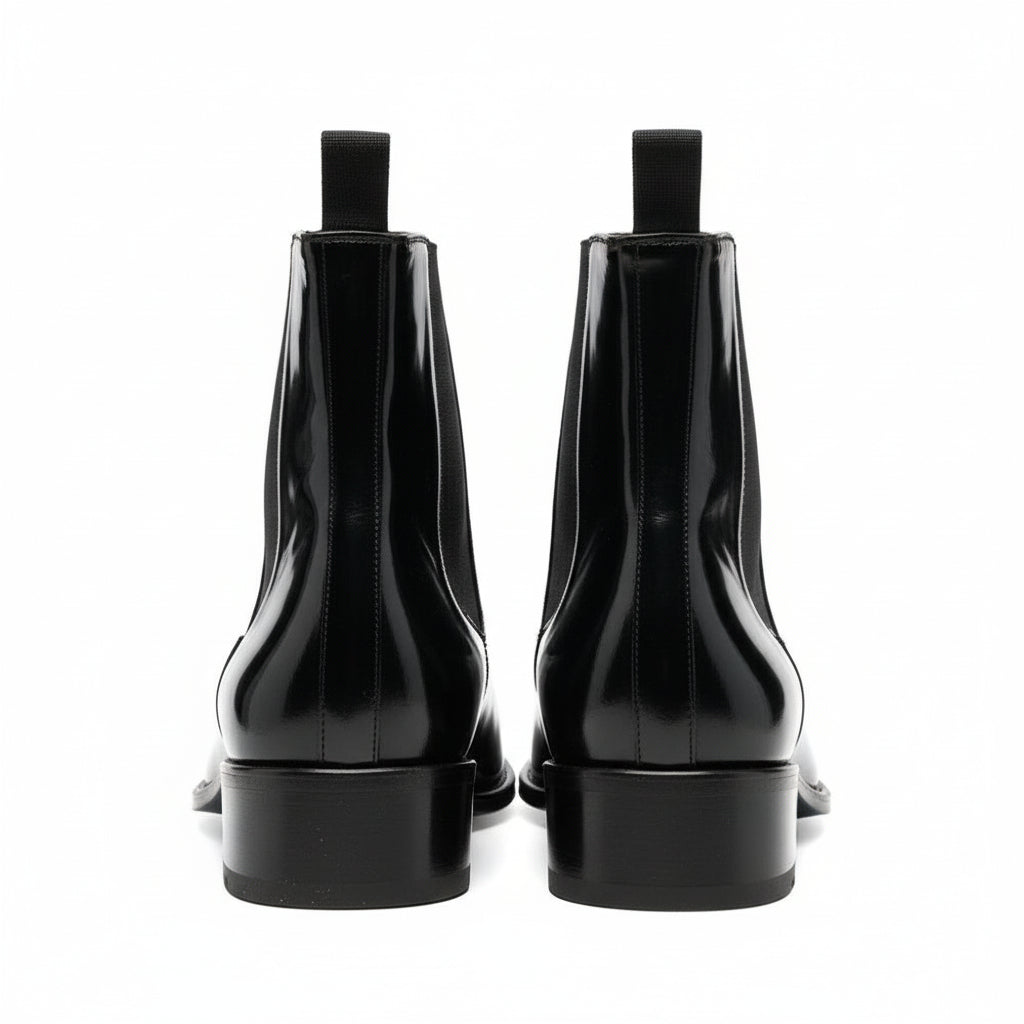 back-view - Unisex Patent Leather High Ankle Boots