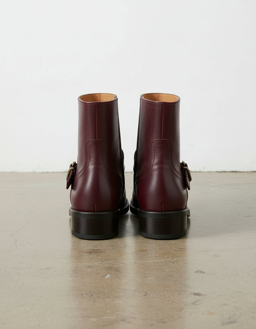 back-view - Women's Handmade Burgundy Artisan Moto Leather Ankle Boots