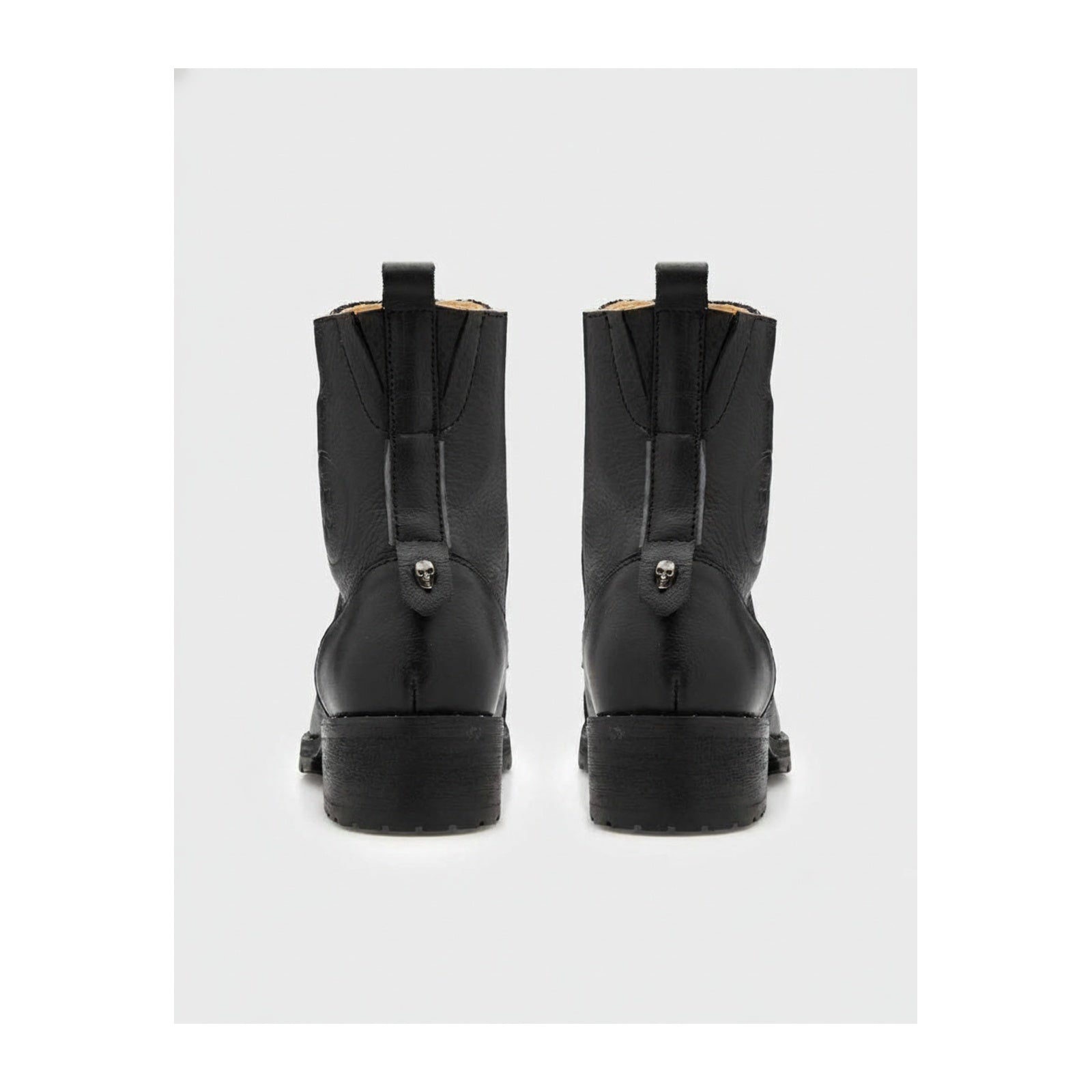 back-view - Women's Handmade High Ankle Genuine Leather Biker Boots