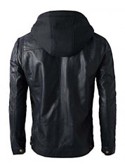 Hooded Leather Biker Jacket for Winter - Image 3