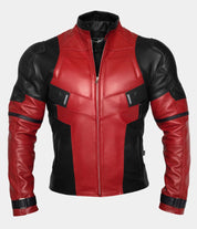 Red and Black Leather Biker Jacket