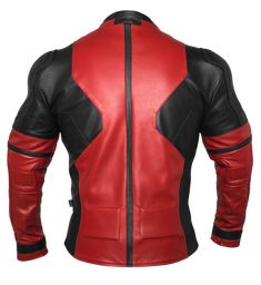 Red and Black Leather Biker Jacket - Image 2