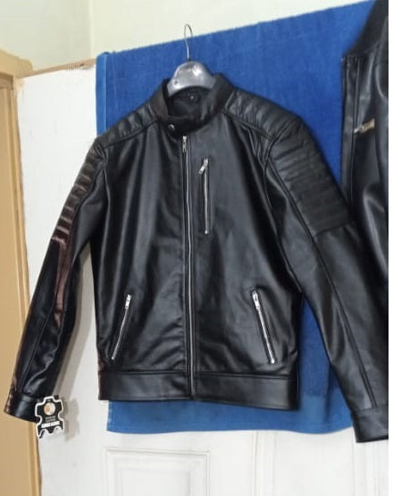 Men's Black Genuine Leather Slim Fit Jacket - Image 3