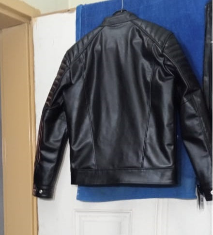 Men's Black Genuine Leather Slim Fit Jacket - Image 5
