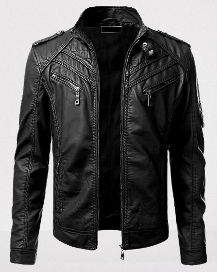 Black Leather Biker Fashion Jacket for Men, Men Leather Outerwear