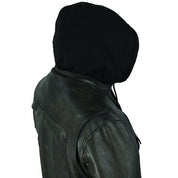 Men's Black Leather Jacket with Hoodie - Image 3