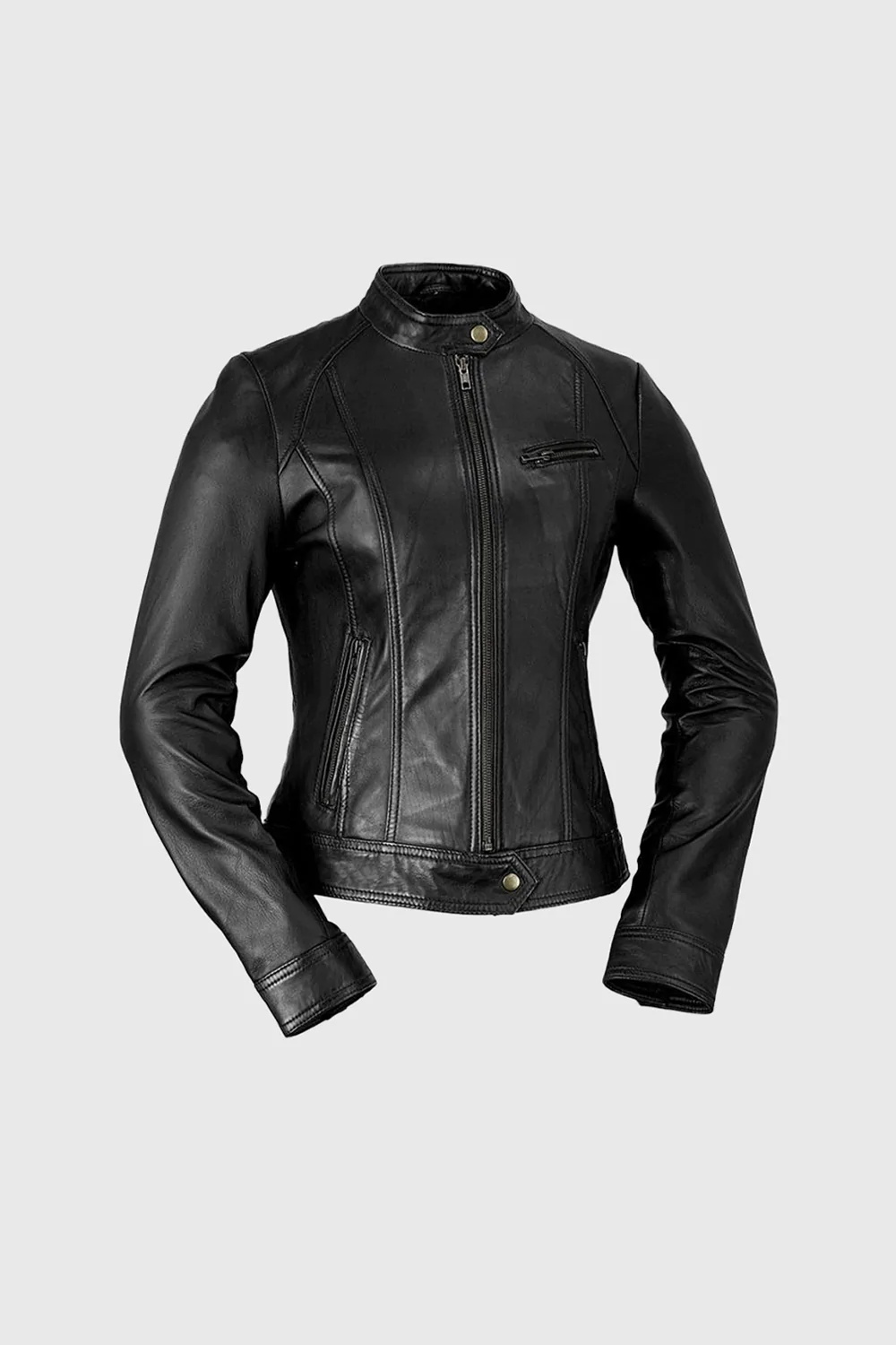 Women's Stylish Black Leather Jacket, Women's Durable Streetwear Leather Jacket - Image 4