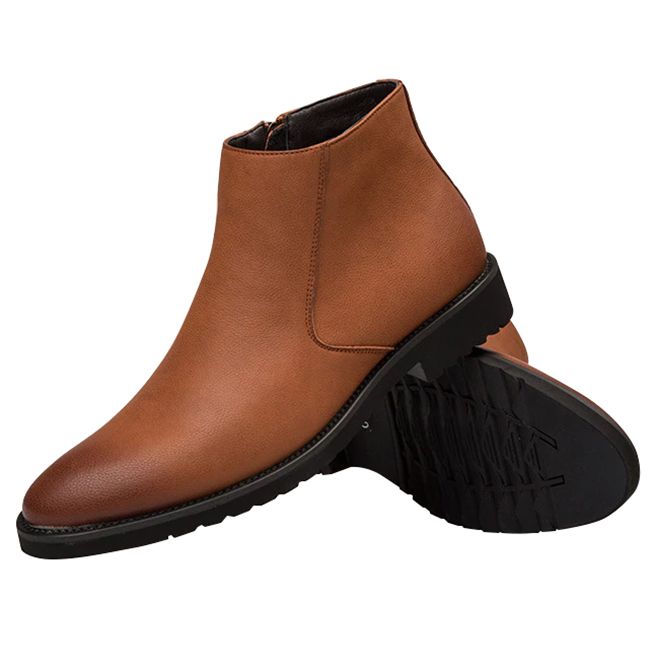 British Pointed Toe Zipper Side Leather Men's Chelsea Ankle Boots –