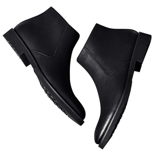 British Pointed Toe Zipper Side Leather Men's Chelsea Ankle Boots –