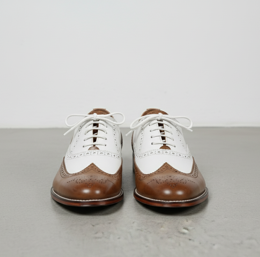 Handmade Men's Spectator Shoes: Two-tone Wingtip Brogues