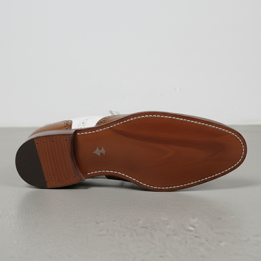 Handmade Men's Spectator Shoes: Two-tone Wingtip Brogues