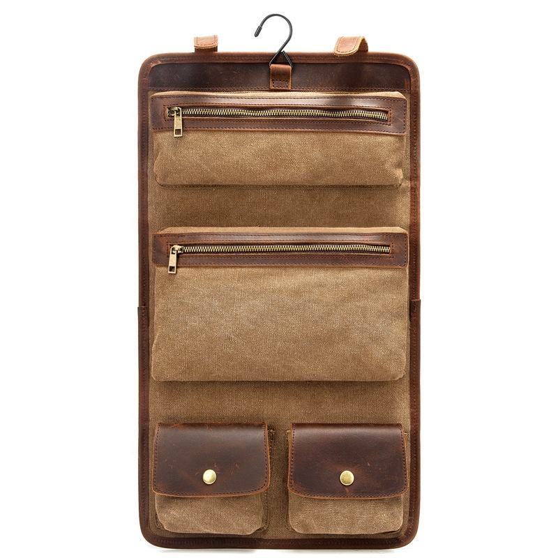 Canvas Leather Classic Hanging Toiletry Bag