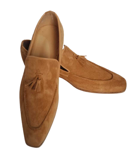 Classic Beige Suede Tassel Shoes, Men Beige Suede Casual Moccasins Shoes