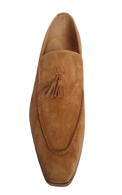 Classic Beige Suede Tassel Shoes, Men Beige Suede Casual Moccasins Shoes