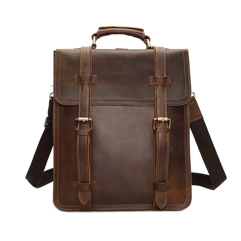 Classic Genuine Leather Laptop Backpack for Work and Travel