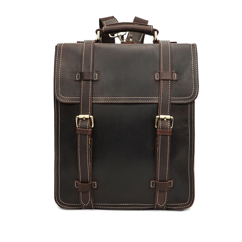 Classic Genuine Leather Laptop Backpack for Work and Travel