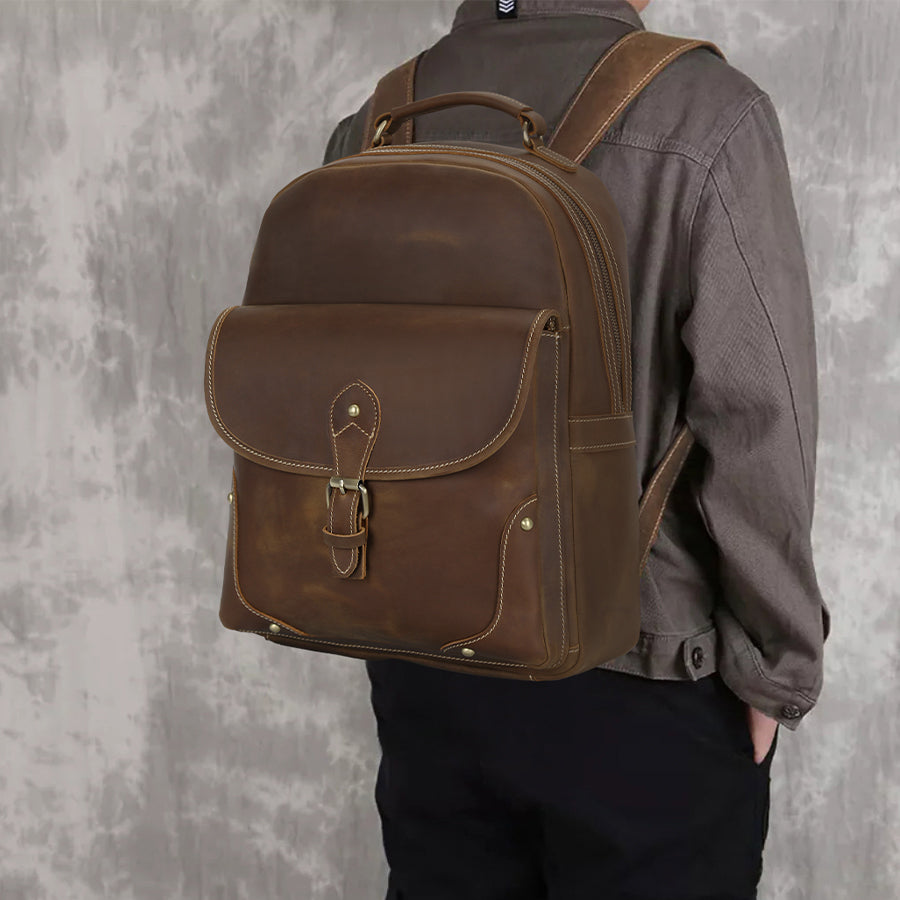 Classic Leather Backpack – Premium Design for Work, Travel and Everyday Use