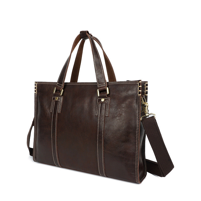 Classic Leather Briefcase with Dual Straps