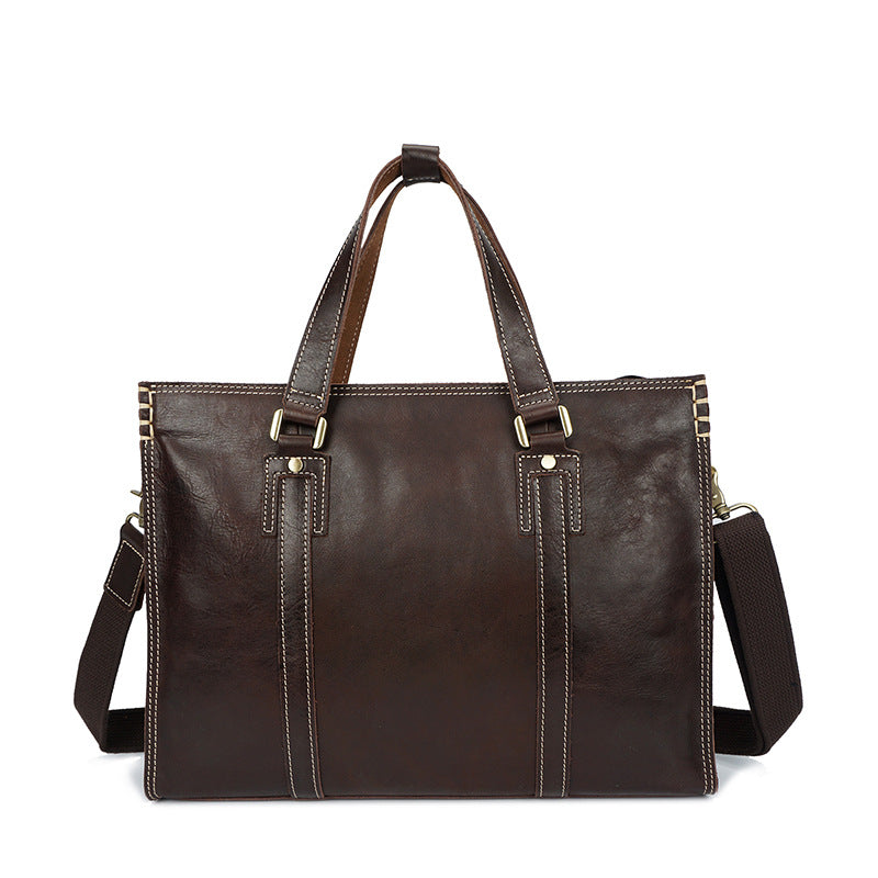 Classic Leather Briefcase with Dual Straps