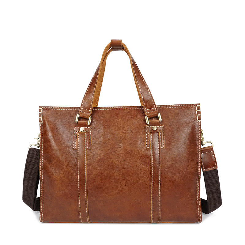 Classic Leather Briefcase with Dual Straps