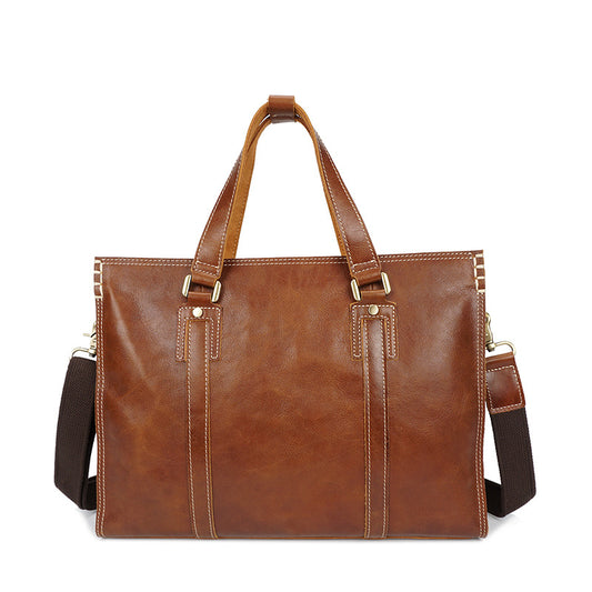 Classic Leather Briefcase with Dual Straps