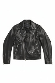 close-up-lay-flat - Men Black Motorcycle Leather Jacket Leather Jacket, Leather Jackets