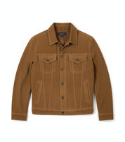 close-up-lay-flat - Men's Trucker Suede Jacket, Casual Suede Jacket, Men's Suede Outerwear, Suede Trucker Jacket