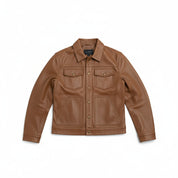 close-up-lay-flat - Men's Trucker Suede Jacket, Casual Suede Jacket, Men's Button-Up Jacket, Lightweight Suede Jacket