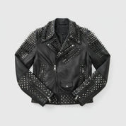 close-up-lay-flat - Punk Men Make to Order Rock Studded Jacket, Moto Biker Jacket