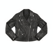 close-up-lay-flat - Women's Biker Leather Jacket, Women's Moto Jacket, Leather Motorcycle Jacket, Women's Leather Jacket
