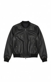 close-up-lay-flat - Women's Bomber Leather Jacket, Women's Leather Bomber, Leather Jacket for Women, Smooth Leather Bomber Jacket