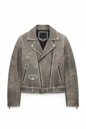 close-up-lay-flat - Women's Moto Jacket, Leather Motorcycle Jacket, Women's Biker Leather Jacket, Distressed Leather Moto Jacket