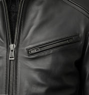 close-up-leather - Men black Leather Motorcycle Jacket, Black biker leather Jacket