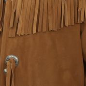 close-up-leather - Men Cowboy Genuine Suede Western Jacket, Cowboy Leather Jacket With Fringe