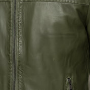 close-up-leather - Men Green Slim fit leather jacket, real leather biker jacket