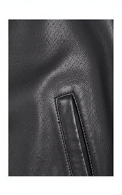 close-up-leather - Men's Bomber Leather Jacket, Leather Bomber Jacket, Men's Leather Jacket, Stylish Bomber Jacket