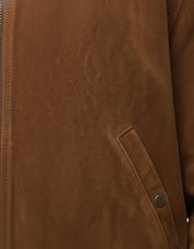 close-up-leather - Men's Bomber Suede Jacket, Suede Bomber Jacket, Men's Suede Jacket, Classic Bomber Jacket