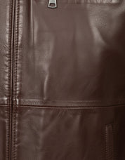 close-up-leather - Men's Cafe Racer Leather Jacket, Biker Leather Jacket, Motorcycle Leather Jacket, Leather Moto Jacket