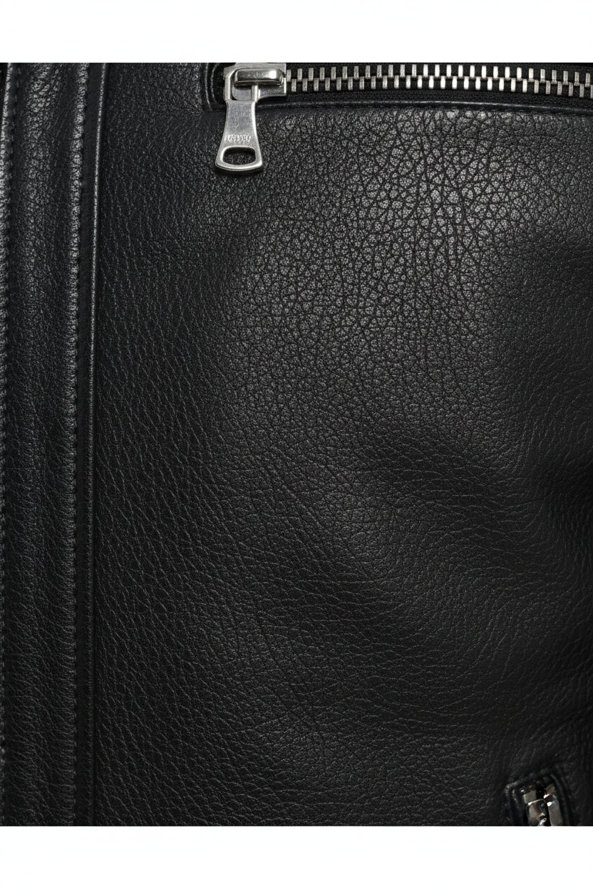 close-up-leather - Men's Racer Leather Jacket, Black Leather Jacket, Cafe Racer Jacket, Slim Fit Biker Jacket