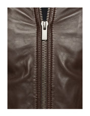 close-up-leather - Men's Slim Fit Brown Leather Jacket