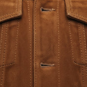 close-up-leather - Men's Trucker Suede Jacket, Brown Suede Jacket, Casual Men's Jacket, Button Front Suede Jacket
