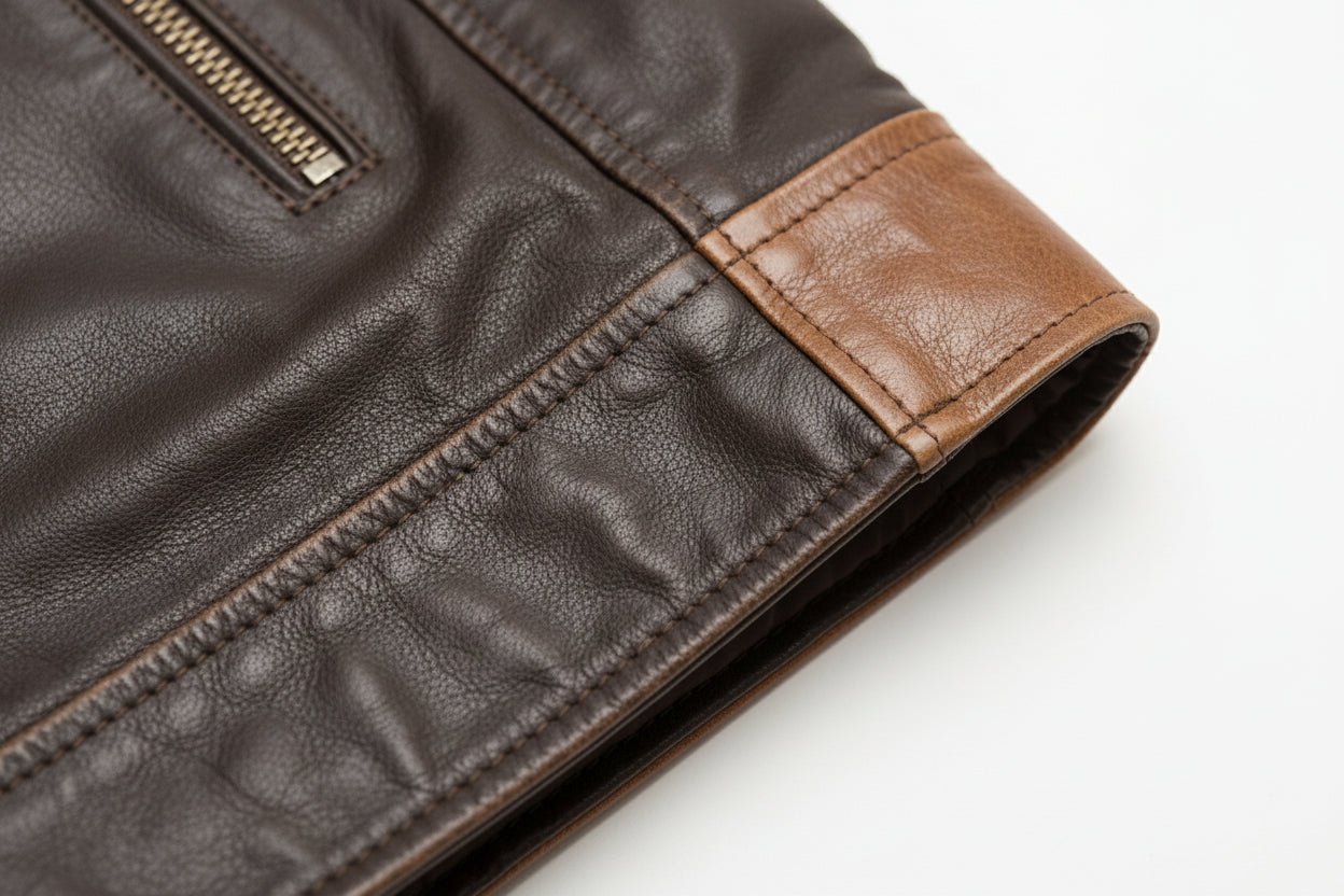 close-up-leather - Men’s X-Men Inspired Brown Leather Jacket, Stylish Motorcycle Jacket