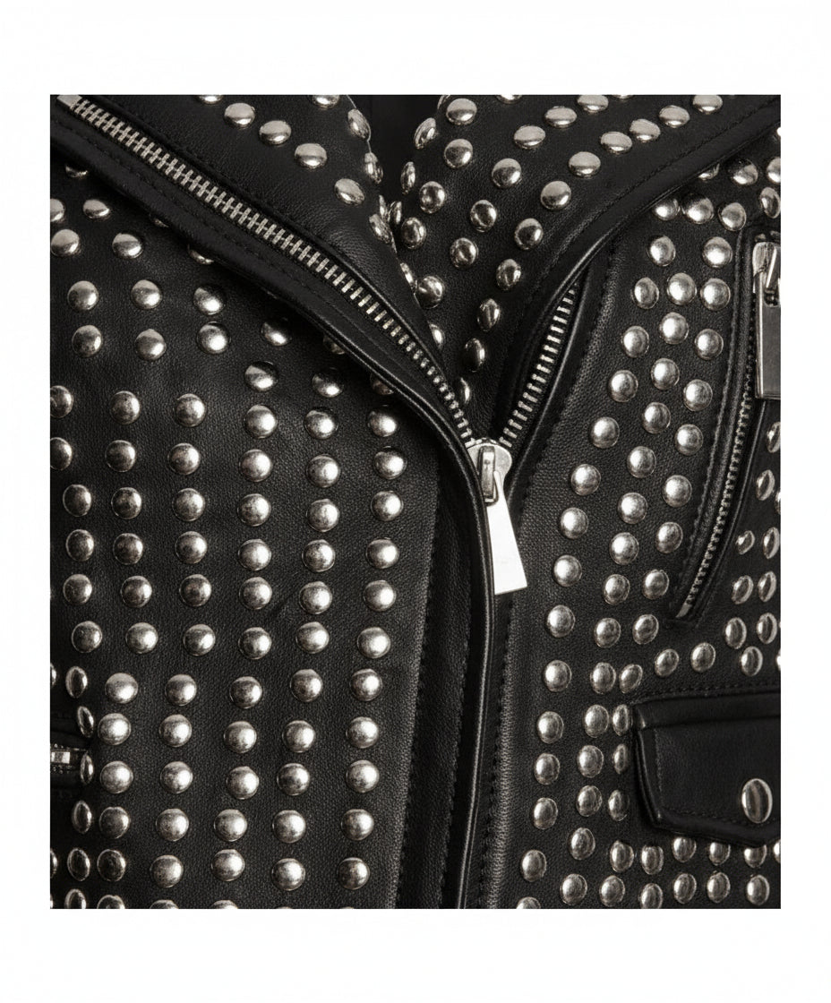 close-up-leather - Women All over sliver studded Moto Jacket, 's Fashion moto Jacket